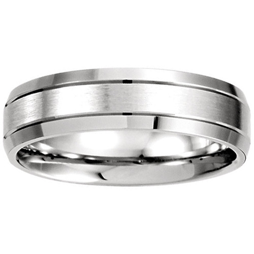Mens 14k White Gold Brushed Wedding Band 6MM Wide Mens 14k White Gold Brushed Wedding Band 6MM Wide