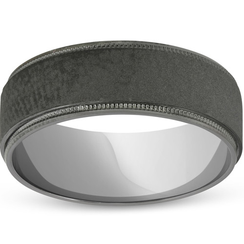 10k Black Gold 8MM Brushed Mens Wedding Band