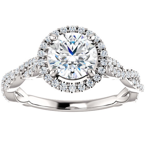 1 1/3ct Diamond Halo Interwoven Engagement Ring 14k White Gold (G-H, SI)
