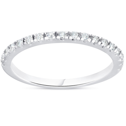 1/4ct Diamond Ring Stackable Engagement Womens Wedding Band 10K White Gold (H-I, I1)