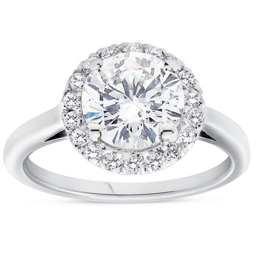 1.75 ct Round Diamond Halo Engagement Ring 14k White Gold Lab Grown (F-G, VS) 1.75 ct Round Diamond Halo Engagement Ring 14k White Gold Lab Grown (F-G, VS)