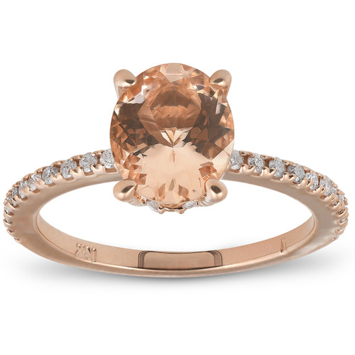 2.30ct Oval Peach Morganite Halo Diamond Engagement Wedding Ring Rose Gold (G-H, SI) 2.30ct Oval Peach Morganite Halo Diamond Engagement Wedding Ring Rose Gold (G-H, SI)