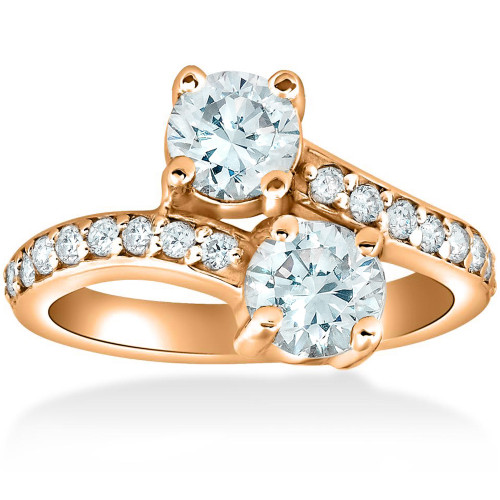 1 1/2 cttw Forever Us 2-Stone Diamond Engagement Forever Us Ring 14k Rose Gold (G-H, I1)