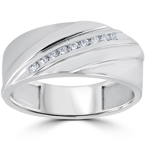 1/6CT Mens Diamond Ring 10K White Gold (H-I, I1)