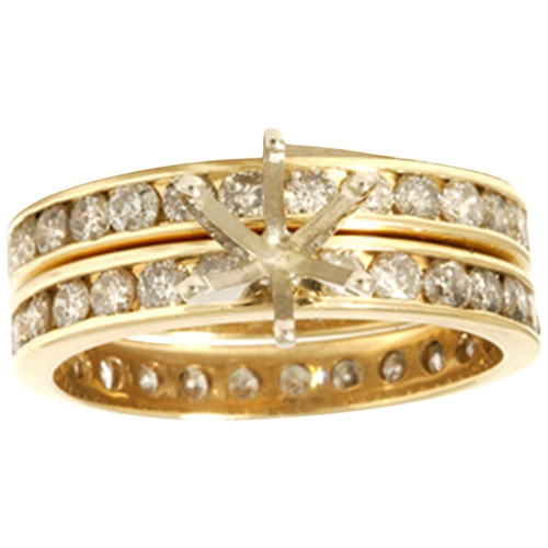 3ct Diamond Eternity Gold Wedding Ring Set Setting (H-I, I1)