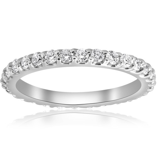 1ct Blue Diamond Eternity Ring 14K White Gold