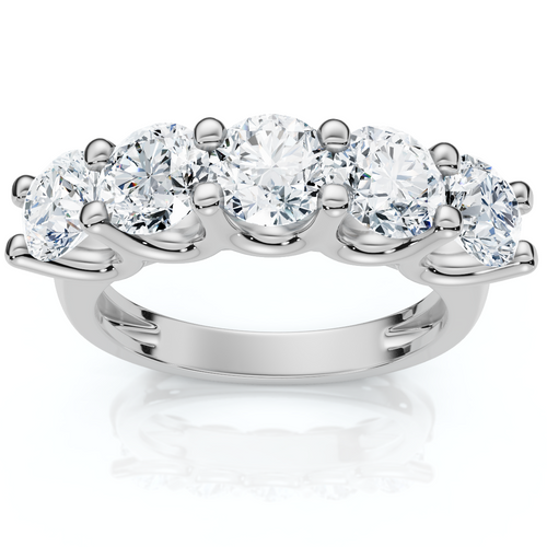 1 1/2 Ct EX3 Lab Grown Diamond Five Stone Wedding Ring 14k White Gold EX3 Lab Grown (G-H, SI)