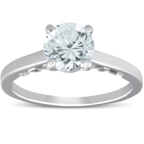 1 1/2 Ct Diamond & CZ Engagement Ring 14k White Gold (G-H, ) 1 1/2 Ct Diamond & CZ Engagement Ring 14k White Gold (G-H, )