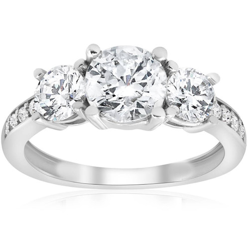2 Ct TWD Three Stone Diamond Engagement Ring 14k White Gold Anniversary Band (G-H, I1)