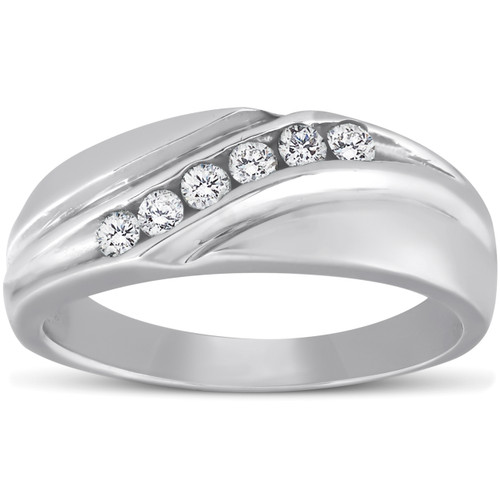 Platinum Diamond 1/4 Ct High Polished Mens Ring Wedding Band (G-H, I1)