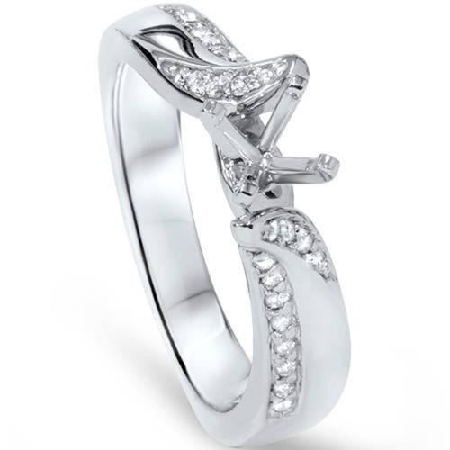 1/8ct Diamond Engagement Setting 14K White Gold (G-H, SI)