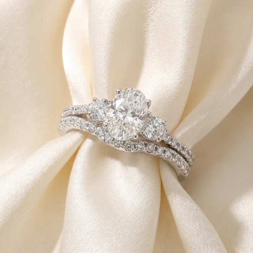 1 1/2 Ct Oval Shape Diamond Engagement Ring Wedding Set 14k White Gold (G-H, SI)