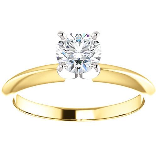 5/8 Ct Diamond Solitaire Round Cut Engagement Ring Two Tone 14k Yellow Gold (H-I, I1)