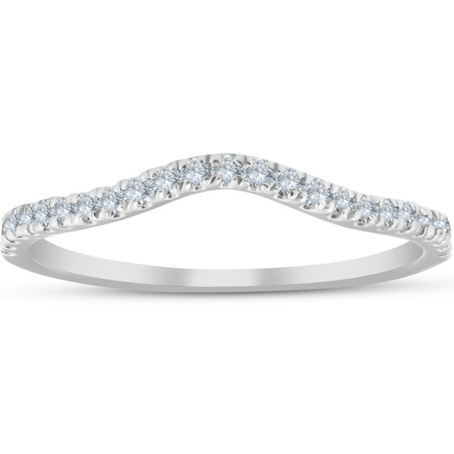 1/4 Ct Curved Diamond Guard Enhancer Wedding Ring 10k White Gold (H-I, I1)