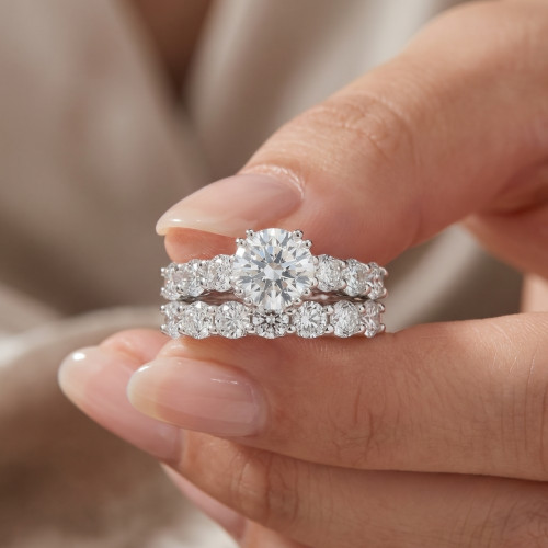 3 Ct Diamond Engagement Wedding Bridal Ring Set14k White Gold Lab Grown (F-G, VS)