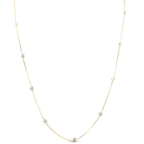 2 TCW Diamond Bezel Station Necklace 14k Yellow Gold (G-H, SI)