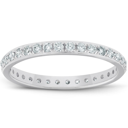 1/2ct Diamond Wedding Ring Womens Eternity Band 10k White Gold (I-J, I2-I3) 1/2ct Diamond Wedding Ring Womens Eternity Band 10k White Gold (I-J, I2-I3)
