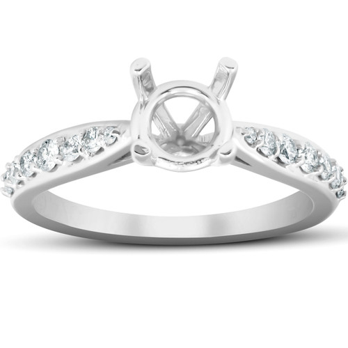 1/3 Ct Diamond Engagement Ring Semi Mount Tapered Setting 14k White Gold (H-I, I1) 1/3 Ct Diamond Engagement Ring Semi Mount Tapered Setting 14k White Gold (H-I, I1)