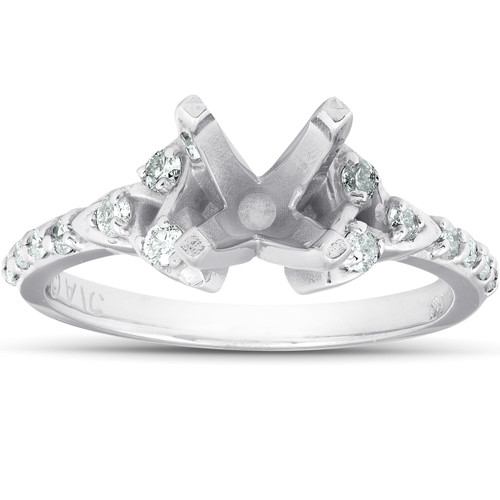 1/4Ct Diamond Celtic Engagement Ring Setting 14k White Gold Semi Mount (H/I, I1-I2)