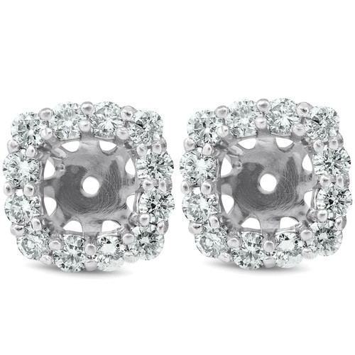 3/4 Ct Diamond Stud Earring Cushion Halo Jackets 14k White Gold (5-5.5mm) (G-H, I1)
