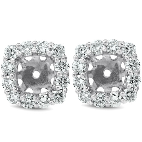 3/4 Ct Diamond Stud Earring Cushion Halo Jackets 14k White Gold (5-5.5mm) (G-H, I1)