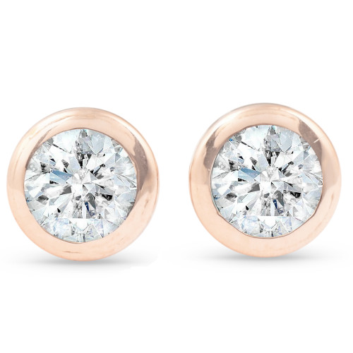 1/3 ctw 14k Rose Gold Diamond Bezel Martini Stud Earrings (I-J, I1) 1/3 ctw 14k Rose Gold Diamond Bezel Martini Stud Earrings (I-J, I1)