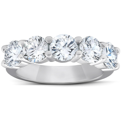 2 3/4 Ct Five Stone Diamond Wedding Ring 14k White Gold (H-I, I1) 2 3/4 Ct Five Stone Diamond Wedding Ring 14k White Gold (H-I, I1)