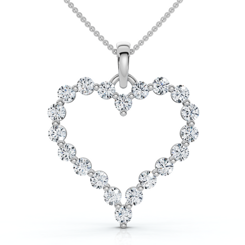 1ct Diamond Heart Shaped Pendant 14K White Gold New (G-H, I1)