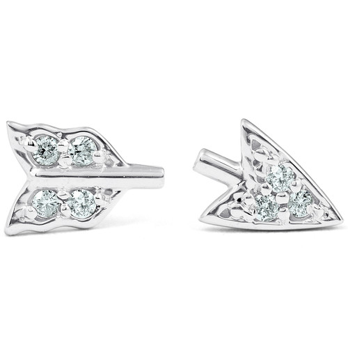 14k White Gold Arrow Diamond Studs Womens Dainty Fashion Earrings (G-H, I1)