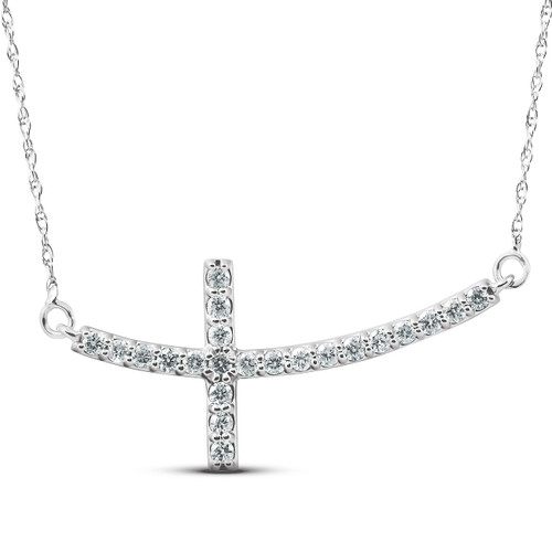 1/3 Ct Diamond Sideways Cross Pendant