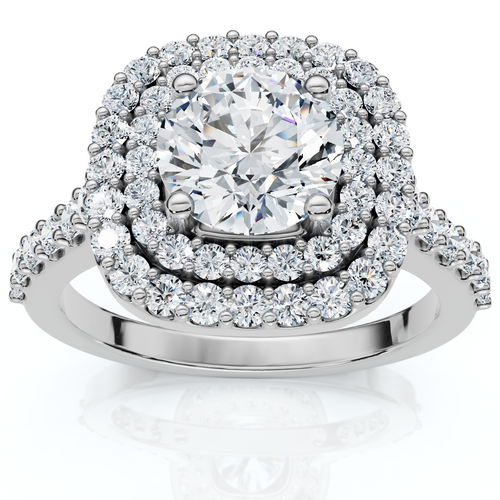 2 1/4 Ct Diamond Cushion Halo Engagement Ring 14k White Gold Lab grown (G-H, VS)