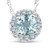 3/4ct Round Diamond & Aquamarine Halo Solitaire Pendant Necklace 14k White Gold (G-H, I2-I3)
