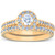 1Ct Halo Lab Grown Diamond Engagement Matching Wedding Ring Set 14k Yellow Gold (G-H, )