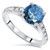 2 1/4ct Blue & White Diamond Engagement Ring 14K White Gold (G/H, I1-I2)