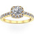 3/4Ct Diamond Cushion Halo Engagement Ring 10k Yellow Gold (J-K, I2-I3)