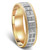 Men's 14k Yellow Gold 6mm Two Tone Brushed Cross Cut Ring Wedding Band