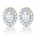 3/4Ct Oval Diamond Halo Earrings in White or Yellow Gold Lab Grown (G-H, VS)