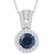 1 1/2Ct TW Blue Sapphire Halo Diamond Pendant 10k White Gold Women's Necklace (G-H, I1)