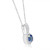 1 1/2Ct TW Blue Sapphire Halo Diamond Pendant 10k White Gold Women's Necklace (G-H, I1)