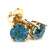 1.25Ct Round Brilliant Cut Heat Treated Blue Diamond Stud Earrings in 14K Gold Basket Setting (Blue, SI)