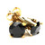 1.00Ct Round Brilliant Cut Heat Treated Black Diamond Stud Earrings in 14K Gold Classic Setting (Black, )