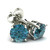 .33Ct Round Brilliant Cut Heat Treated Blue Diamond Stud Earrings in 14K Gold Basket Setting (Blue, SI)