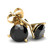 1.25Ct Round Brilliant Cut Heat Treated Black Diamond Stud Earrings in 14K Gold Martini Setting (Black, )