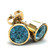 2.00Ct Round Brilliant Cut Heat Treated Blue Diamond Stud Earrings in 14K Gold Round Bezel Setting (Blue, SI)