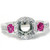3/4ct Pink Sapphire & Diamond Engagement Ring Semi Mount 14K White Gold (G-H, SI)