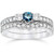 3/4ct Round Blue Diamond 3-Stone Engagement Ring Wedding Set 10K White Gold (G-H, I1)
