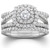 1 1/4ct Diamond Engagement Cushion Halo Wedding Ring Trio Set 10K White Gold (H-I, I1)