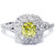 1 1/2 Ct Canary Cushion Diamond Double Halo Engagement Ring 14K White Gold (H-I, SI)