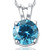 1 Ct Blue Diamond Solitaire Pendant 14K White Gold Lab Grown Necklace (Blue, )