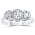 1Ct T.W. Halo Three Stone Round Diamond Engagement Ring 14K White Gold (G-H, I2-I3)